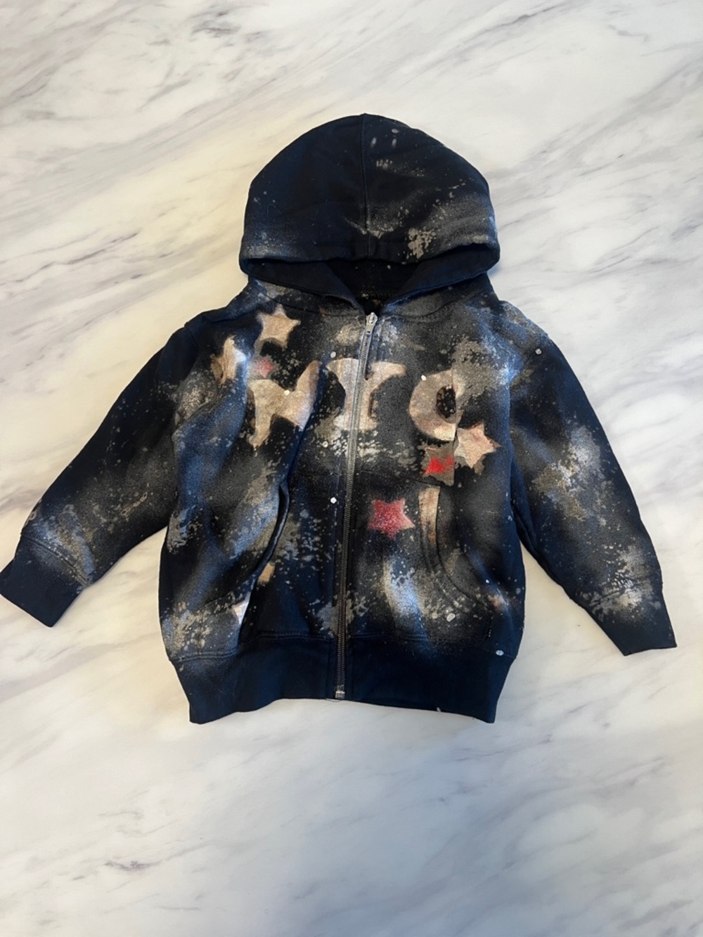 Kids Navy Star Zip-Up Hoodie - NYC Graphic
